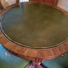 Leather Top Round Game Table + Chairs (D-JS) | EstateSales.org