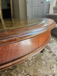 1960s Mid Century Leather Top Coffee Table on Casters by Mersman | Chairish