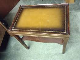 Early 50's Leather Top End Table On Wheels