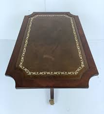 Italian Wood Faux Leather Brass Legs Coffee Wine Side Table ...