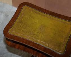 Vintage Green Leather & Hardwood Tripod Side Table for sale ...