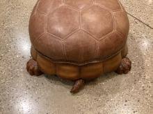 Sold at Auction: Carved Wood & Leather Turtle Ottoman
