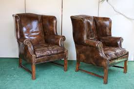 English Early 20th Century Leather Wing Chair - Etsy