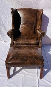 1980s Classic American Chocolate Brown Leather Wingback ...
