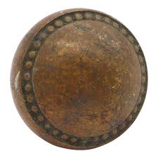 Vintage Round Beaded Bronze Passage Door Knob | Chairish