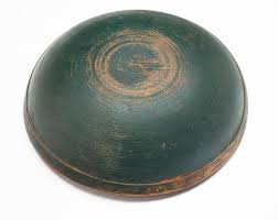 At Auction: AMERICAN BLUE-PAINTED AND TURNED MAPLE BOWL.