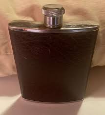 Comoy's of London 6 Oz Stainless Pocket Flask Leather ...