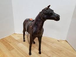 Vintage Paper Mache Leather Wrapped Brown Horse Statue Figure W/ Saddle 13” | eBay