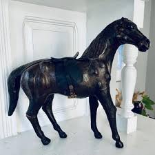 SALE Vintage Leather Wrapped Horse Figurine Equestrian Statue Sculpture - Etsy