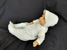 Baby Boy 3-Piece Set Romper Bonnet Booties Christening ...