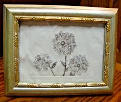 PHOTO FRAME Vtg Gold-Tone w/Hand-Drawn Floral Art for 5"x7" Picture~Decor J23 | eBay