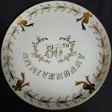 Vintage Lefton 50th Anniversary China Plate-Sugar Bowl-Salt ...