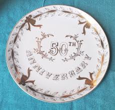 Vintage Lefton China 50th anniversary 9.5" Plate hand ...