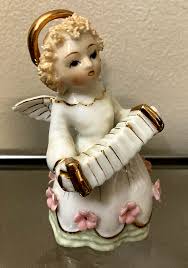 RARE PORCELAIN FIGURINE by LEFTON CHINA ANGEL PLAYING ...