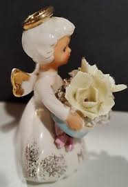 VTG Lefton March Birthday Angel Figurine Daffodil Aquamarine ...