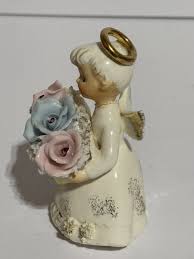 Lefton Vintage Birthday Angel June Figurine 489 Rose Pearl ...
