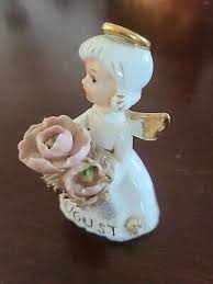 Vintage Lefton Birthday Month Angel August Poppy Peridot 489 ...