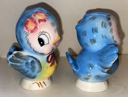 VINTAGE LEFTON BLUE BIRD SALT & PEPPER SHAKERS | eBay Australia