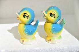 Mid century, blue/ yellow, singing bird salt / pepper shakers/ Japan | eBay
