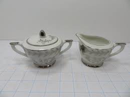 Lefton China 25th Anniversary Sugar Bowl Creamer 280N White ...