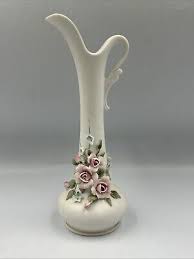 Vintage Lefton Mini Vase White With Flowers 829 | eBay