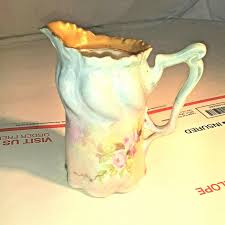 Porcelain Creamer Pitcher Floral, Gold Trim, hand painted ...