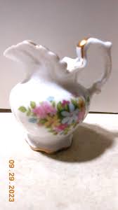Vintage Lefton China White Bud Vase/ Small Pitcher Flowers ...