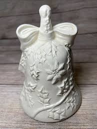 Vintage Ceramic Christmas Bell Figurine White Seasons ...