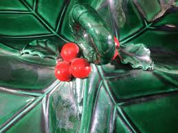VINTAGE 1950'S LEFTON'S CHRISTMAS HOLLY 4 SECTION GLAZED ...