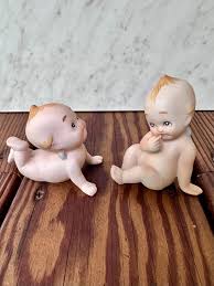 Vintage Lefton Kewpie Figurines: 1960s Porcelain Blue Wing Babies, Hand Painted Set - Etsy