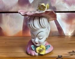 Vintage Napco Lady Head Vase: Blonde With Pearl Earrings, 1956 - Etsy