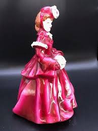 Victorian Lady Red Figurine Vintage Florence Ceramics Delia California Pottery | eBay