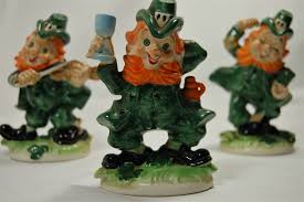 Lefton Leprechaun Figurines, Vintage Leprechauns Playing a ...