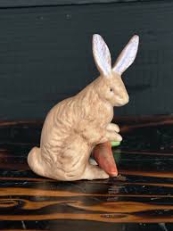 Vintage 2 1/2” Ceramic Rabbit With Carrot Figurine. Easter ...