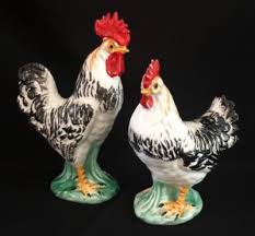 Lefton Vintage Rooster and Hen Chicken Figurines Hand Painted 2396 Original Tags | eBay