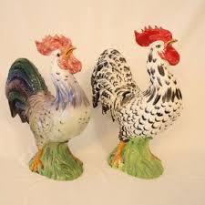 Lot #53: Lot of 3 Vintage Realistic Rustic Feathered Roosters with Real Feathers | EstateSales.org