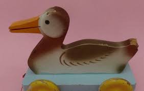 Vtg GREEK WOODEN DUCK by KOUVALIAS PULL TOY ANIMALS GREECE ...