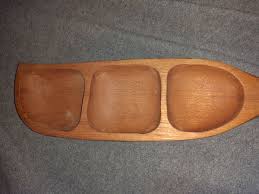 Vintage Wood Fish Shaped Lazy Susan Relish Nut Tray Mid ...