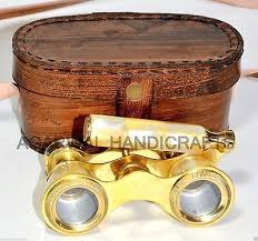 Vintage Binacular Antico Cannocchiale Con Scatola IN Pelle Regalo | eBay