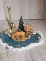 Lemax feeding deer Village landscape xmas village ...