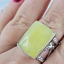 Artistic Milky Yellow Natural Baltic Amber Ring, Amber Ring ...