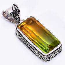 Bio Color Quartz Gemstone Fashion Jewelry 925 Sterling Silver Pendant 2" ARP2090 | eBay