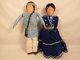 Vintage Pair Of 12" Native American Dolls Signed ROSALIE ...