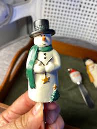 Vintage 1980s Christmas Cheese Knives: Snowman & Santa, Set ...