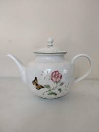 6 Piece Lenox Butterfly Meadow Carved Teapot and Mugs by ...