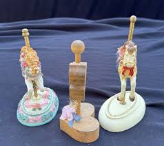 3 VTG 1980's Carousel Horse Figurines Porcelain & Wood ...