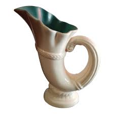 1980s Erphila Czech Green Glazed Porcelain Cornucopia Vase ...