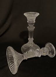 Pair of Crystal Glass Candle Holders, Wedding Decor ...