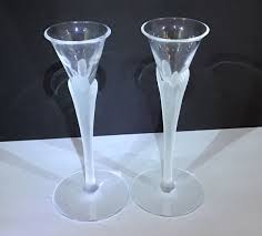 A Set Of Frosted Stem Crystal Candle Holders No Chips Good ...