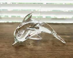Art Glass Dolphin Figurine: Vintage Blown Glass Ocean Decor ...